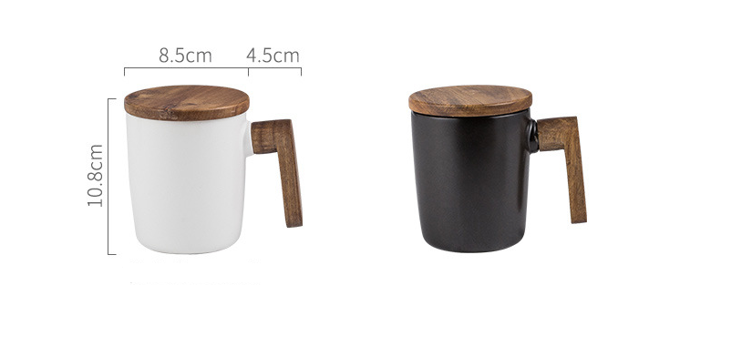 Wood Handle Ceramic Mug with Lid