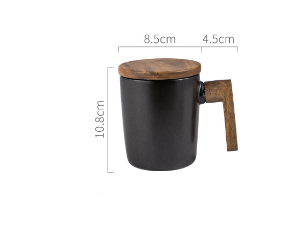 Wood Handle Ceramic Mug with Lid